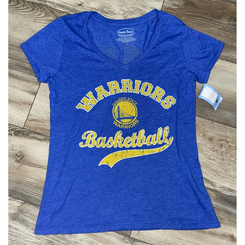 NWT Majestic‎ Threads NBA Blue Golden State Warriors Thompson T Shirt Large